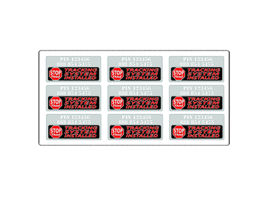 UVlabels9 - Preprinted serialized UV permanent parts marking labels - 100 sets of 9 each